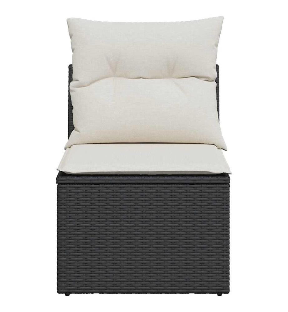 Chaise de jardin sans accoudoirs avec coussins noir poly rotin