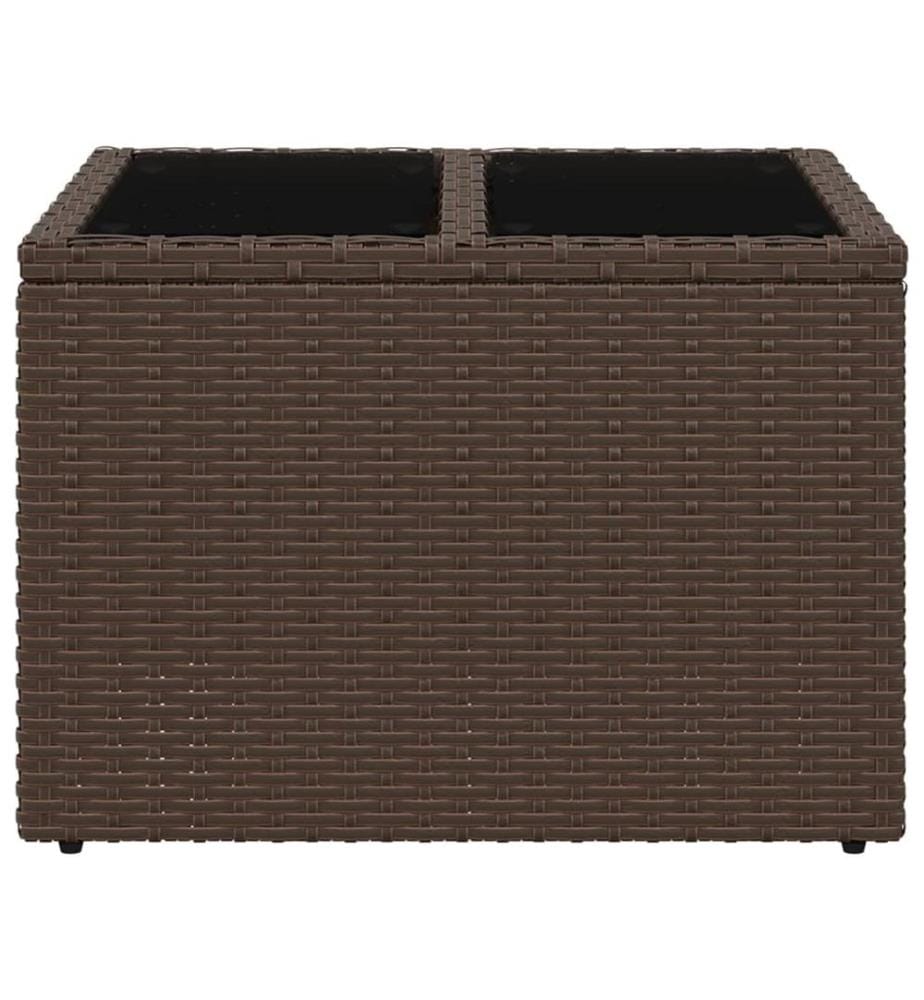 Gartentisch mit Glasplatte Braun 55x55x37 cm Poly Rattan