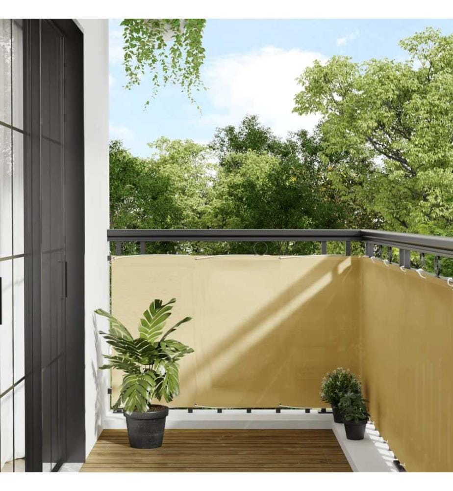Balkon-Sichtschutz Sandfarben 90x500 cm 100% Polyester-Oxford