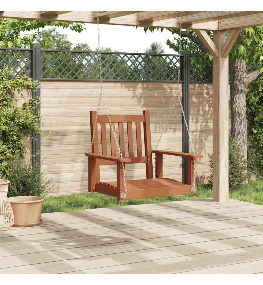Garten-Hängestuhl mit Metallketten Braun Massivholz Tanne