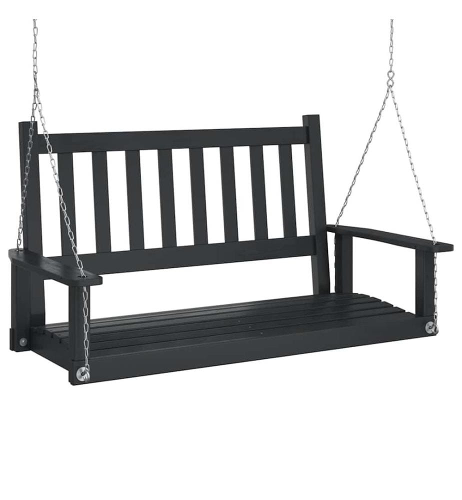Hollywoodschaukel mit Metallketten Schwarz Massivholz Tanne