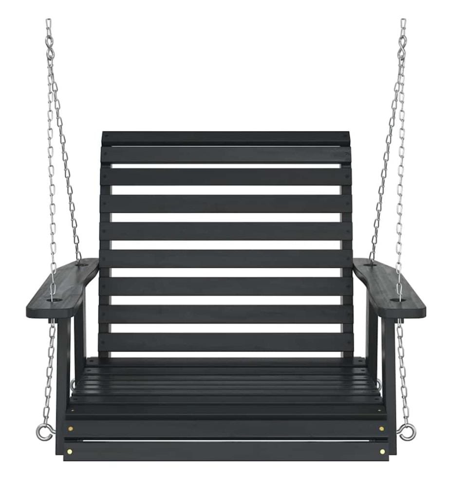 Garten-Hängestuhl mit Metallketten Schwarz Massivholz Tanne