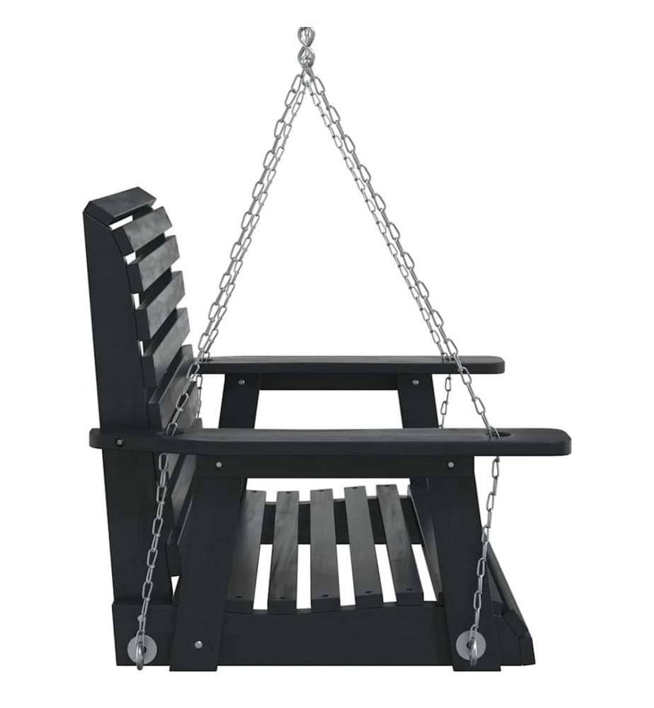 Garten-Hängestuhl mit Metallketten Schwarz Massivholz Tanne