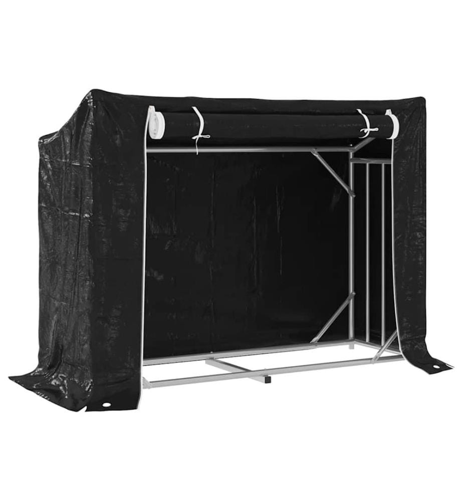 Brennholzregal mit Regenschutz 151x60,5x110,5 cm Stahl Verzinkt