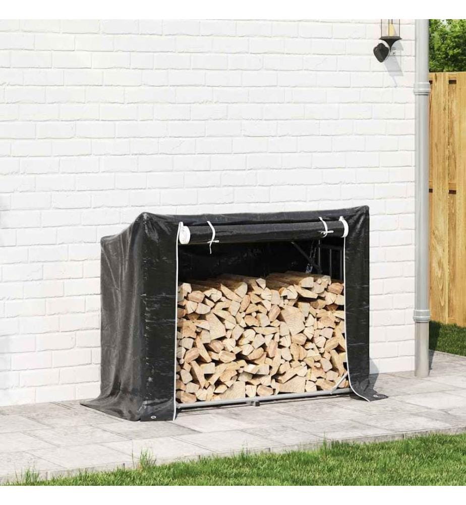 Brennholzregal mit Regenschutz 151x60,5x110,5 cm Stahl Verzinkt