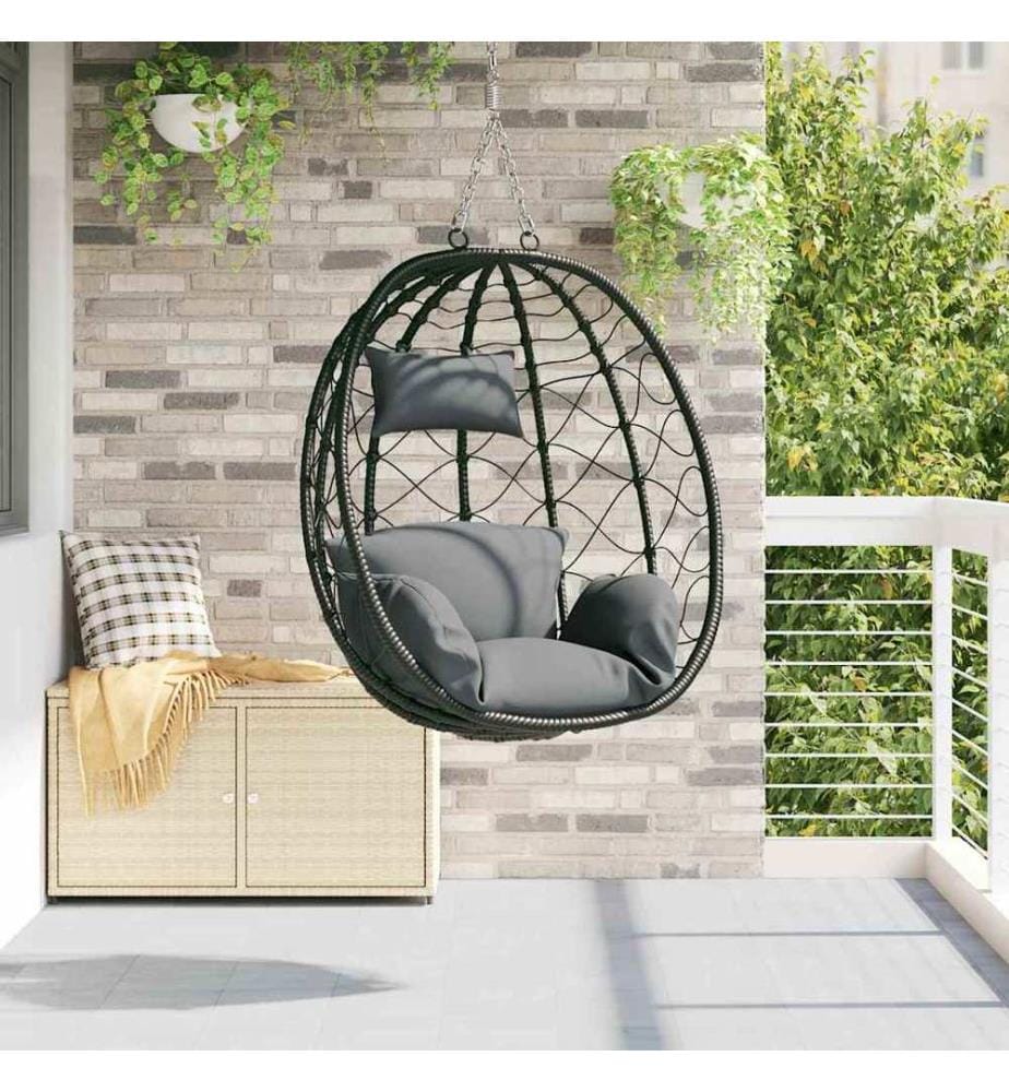 Hängendes Ei-Stuhl Anthrazit 91,5 x 54,5 x 107 cm Poly-Rattan