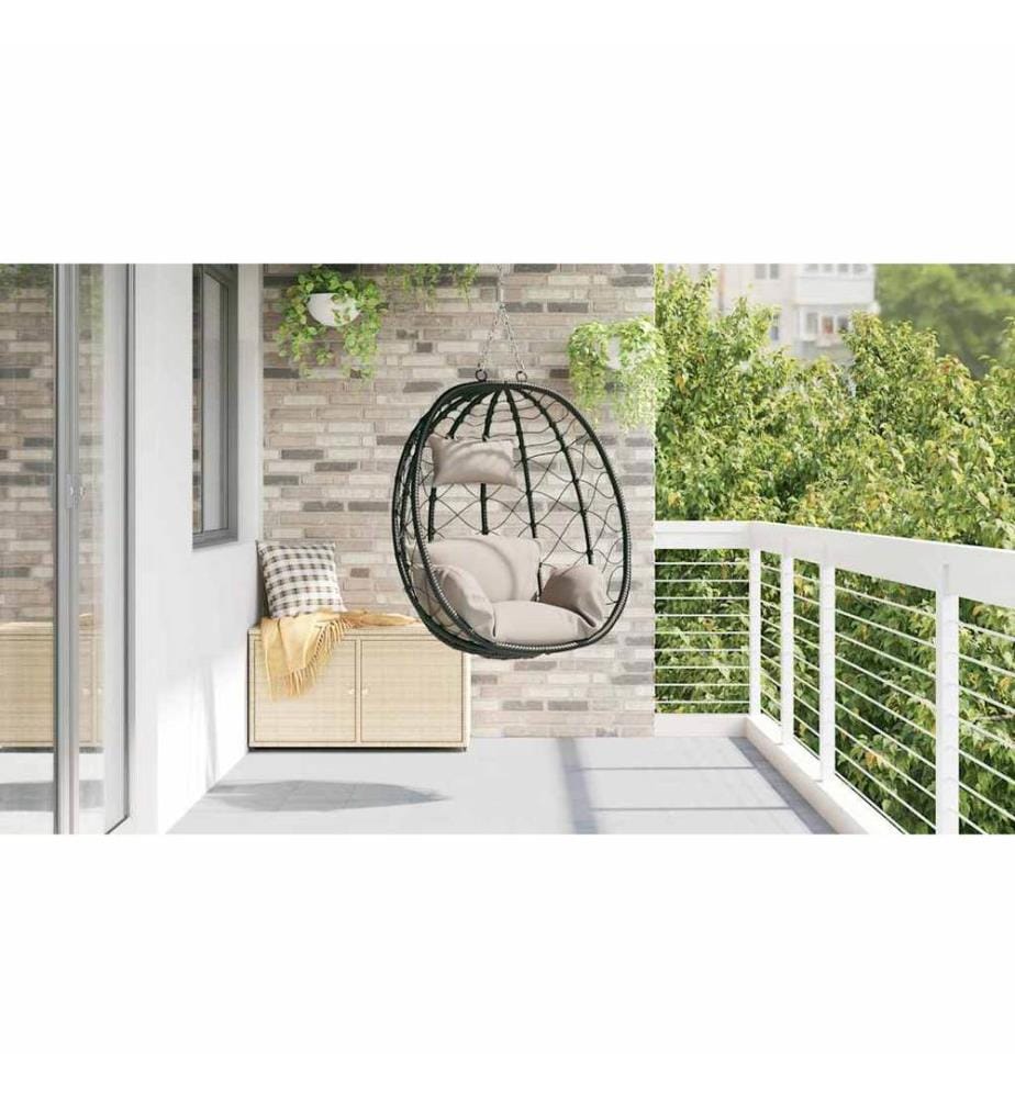 Hängendes Ei-Stuhl Taupe 91,5 x 54,5 x 107 cm Poly-Rattan