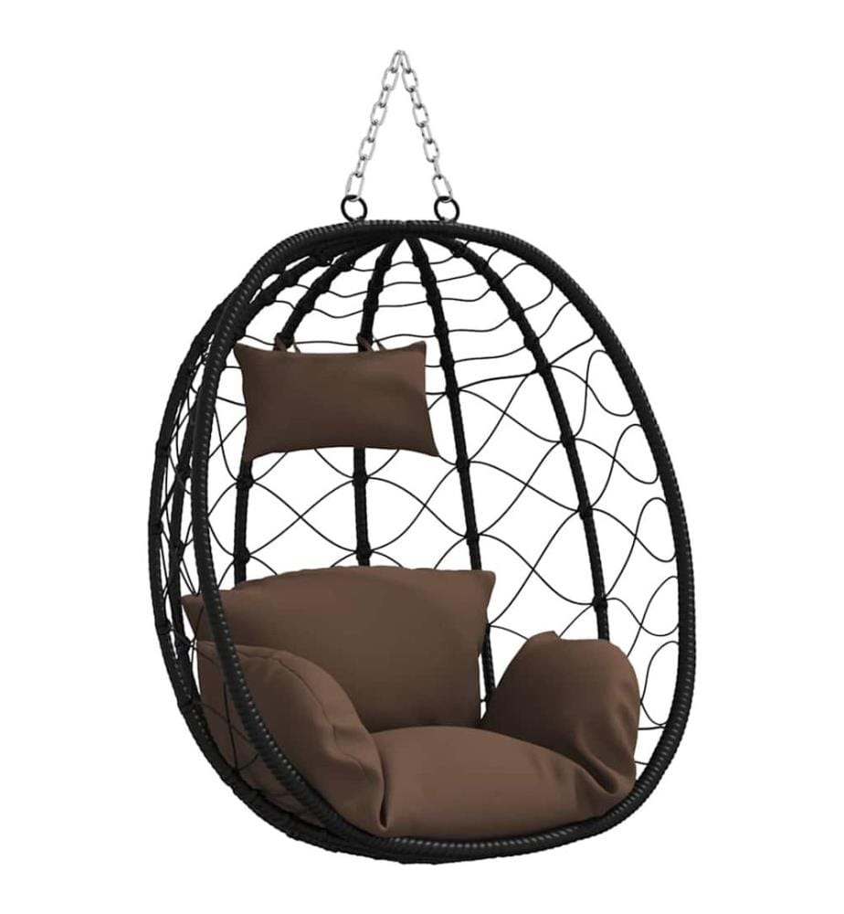 Hängendes Ei-Stuhl Kaffeebraun 91,5 x 54,5 x 107 cm Poly-Rattan