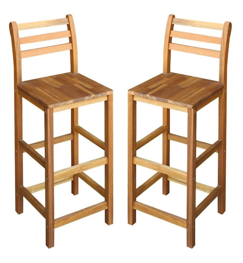 Tabourets de bar lot de 2 bois d'acacia massif