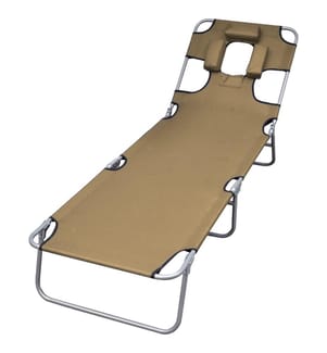 Chaise longue pliable et coussin de tête Dossier réglable Taupe