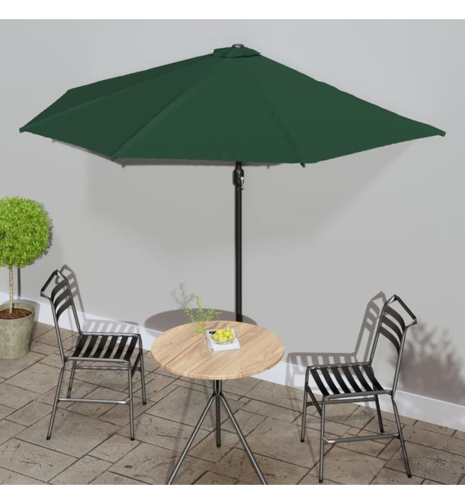 Balkon-Sonnenschirm mit Alu-Mast Grün 300x155 cm Halbrund