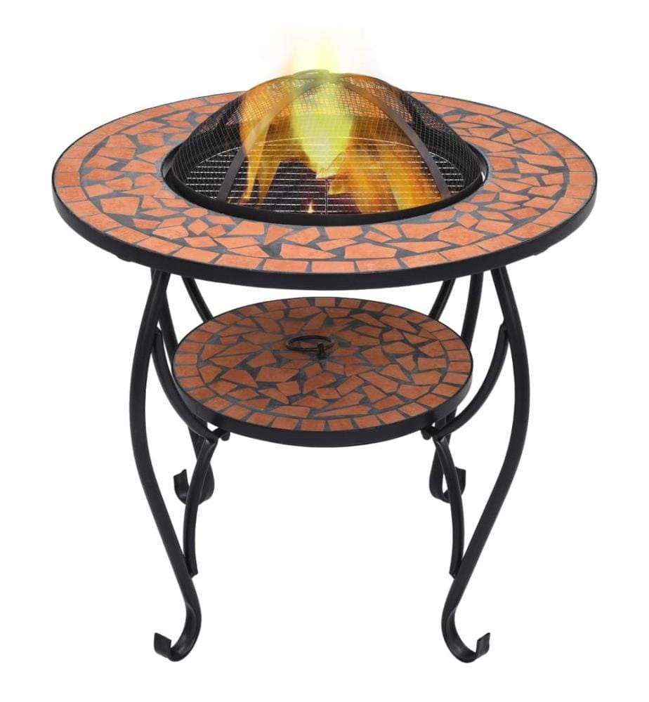 Feuertisch Mosaik Keramik Terracotta 68 cm