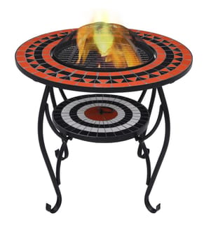 Table de foyer mosaïque Terre cuite et blanc 68 cm Céramique