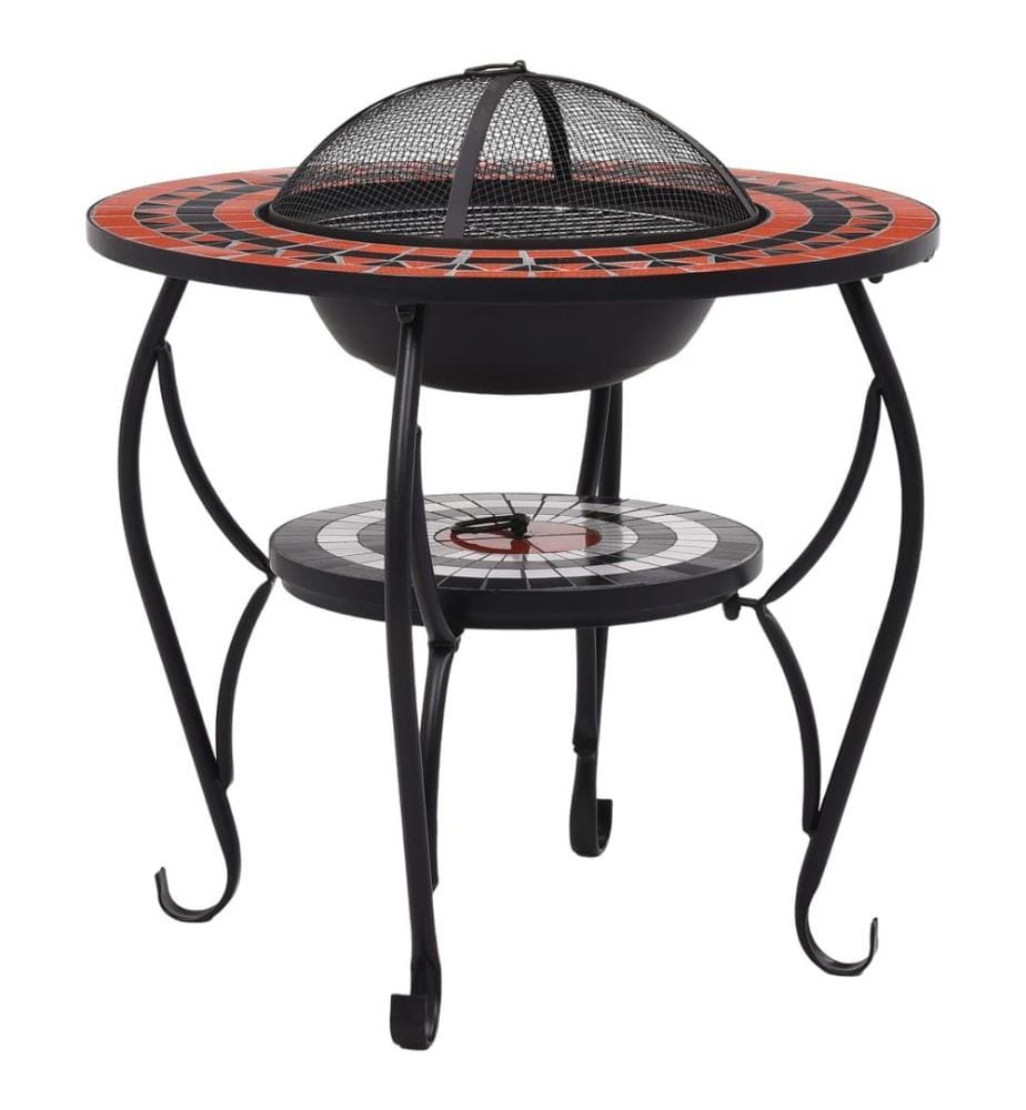 Table de foyer mosaïque Terre cuite et blanc 68 cm Céramique