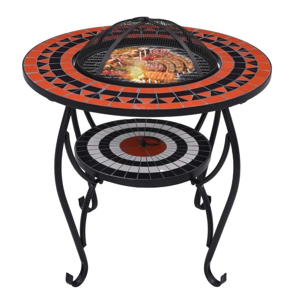Table de foyer mosaïque Terre cuite et blanc 68 cm Céramique