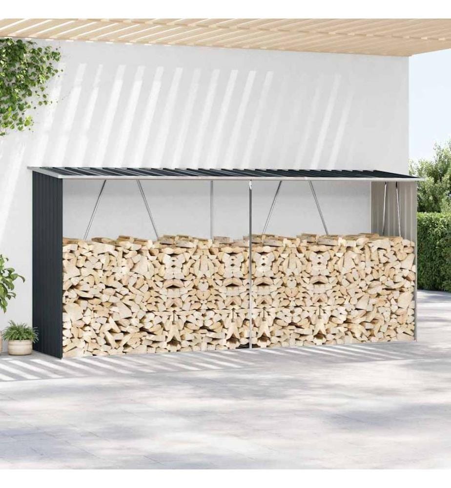 Brennholzlager Verzinkter Stahl 330x84x152 cm Anthrazit