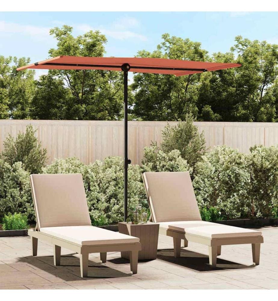 Parasol de jardin avec mât en aluminium 2x1,5 m Terre cuite