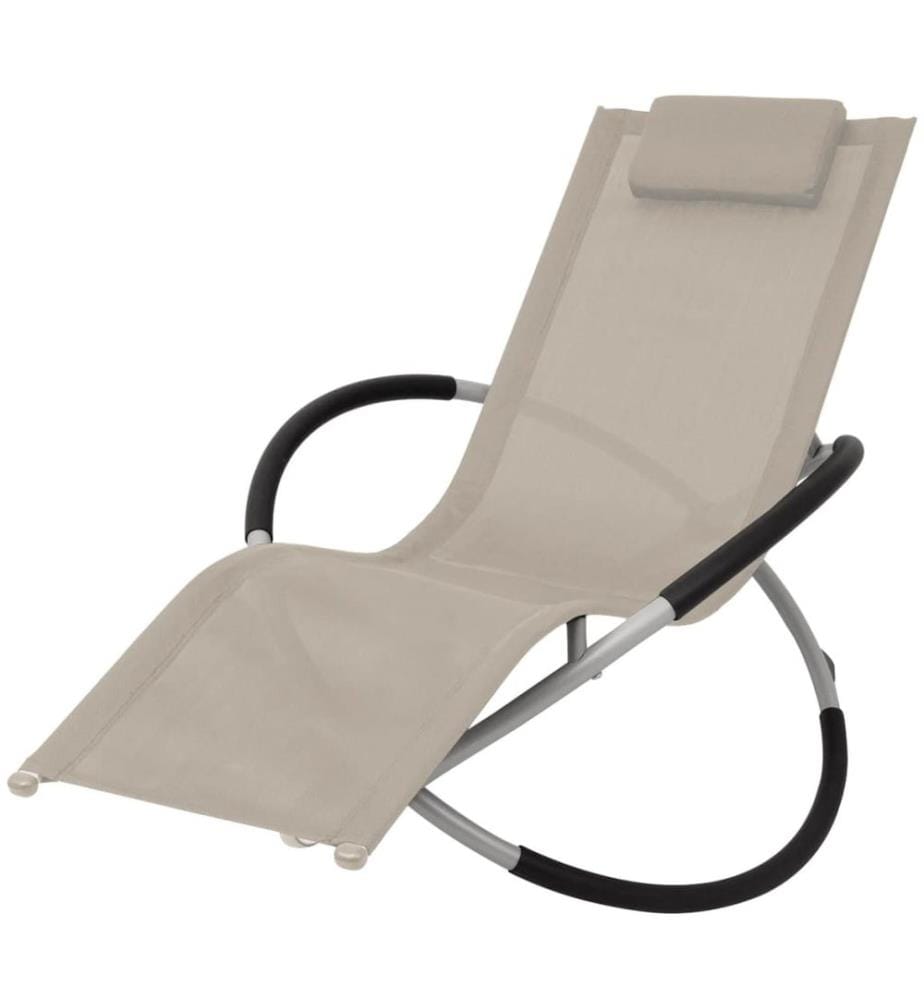 Chaise longue géométrique d'extérieur Acier Crème