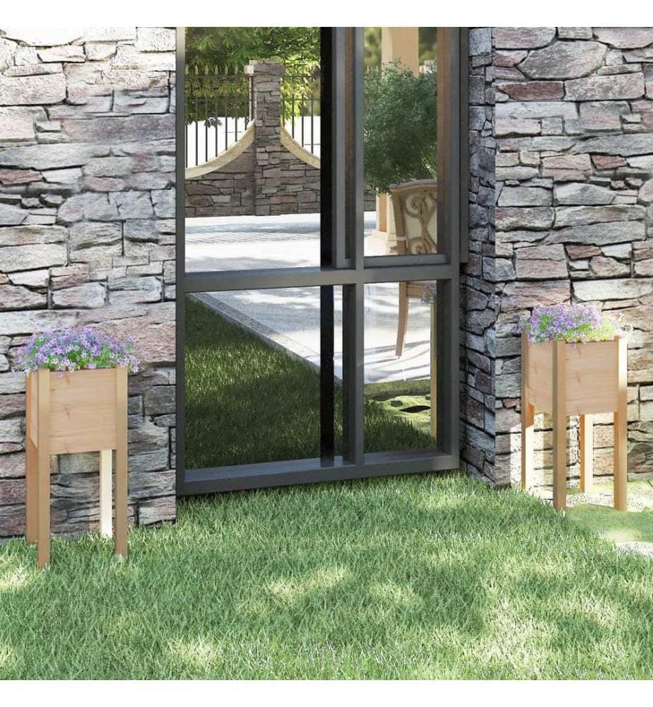 Jardinières d'extérieur 2 pcs 31x31x70 cm bois de pin massif