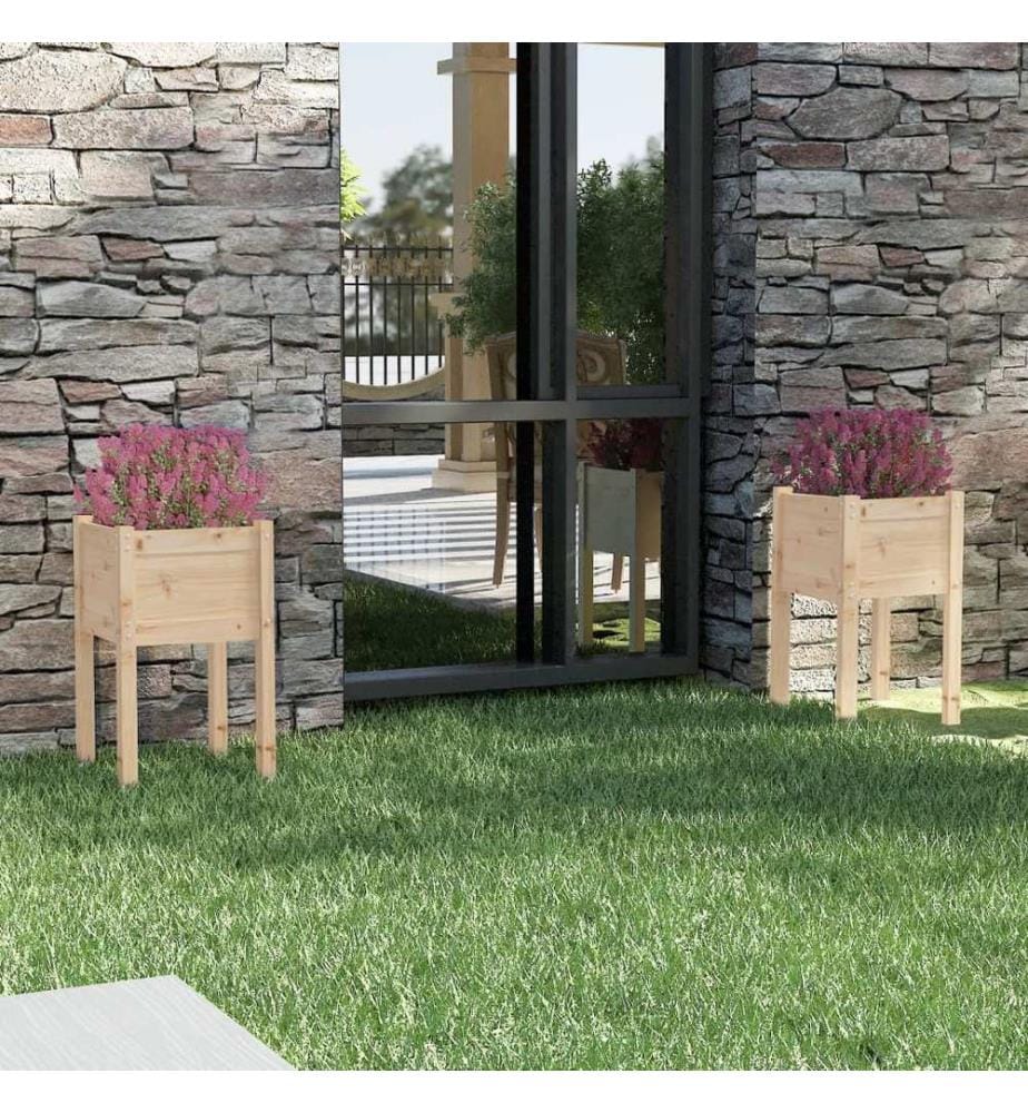 Jardinières d'extérieur 2 pcs 40x40x70 cm bois de pin massif