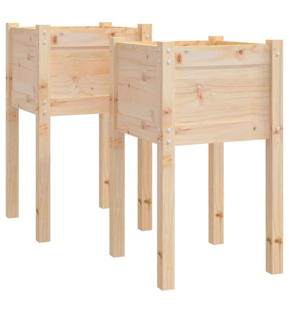 Jardinières d'extérieur 2 pcs 40x40x70 cm bois de pin massif