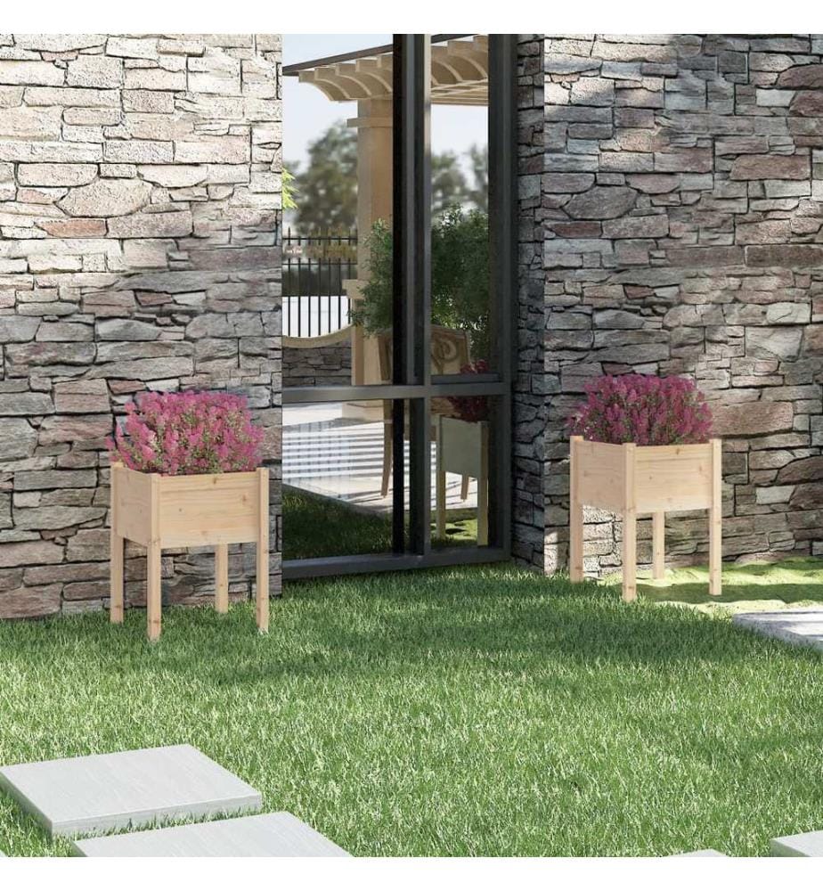 Jardinières d'extérieur 2 pcs 50x50x70 cm bois de pin massif