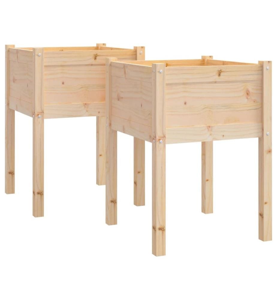 Jardinières d'extérieur 2 pcs 50x50x70 cm bois de pin massif