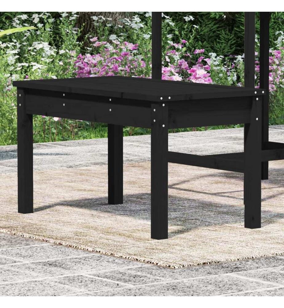 Gartenbank Schwarz 80x44x45 cm Massivholz Kiefer