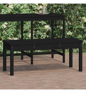 Banc de jardin noir 109x44x45 cm bois massif de pin