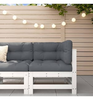 Canapé d'angle de jardin blanc bois de pin massif