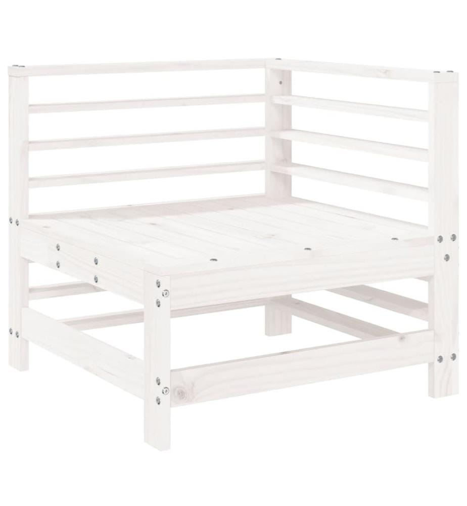 Canapé d'angle de jardin blanc bois de pin massif