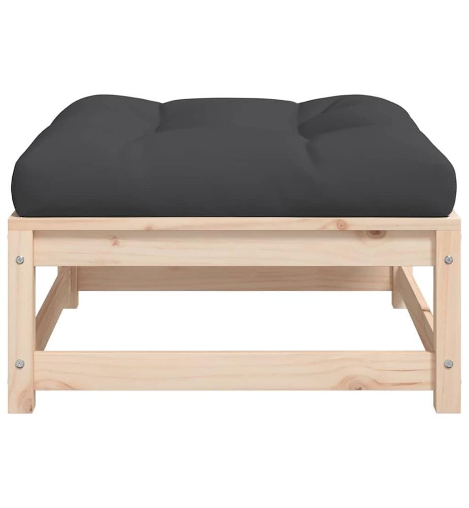 Repose-pied de jardin avec coussin bois de pin massif