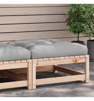 Repose-pied de jardin avec coussin bois de pin massif