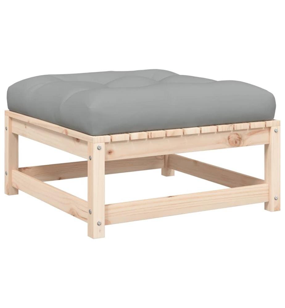 Repose-pied de jardin avec coussin bois de pin massif