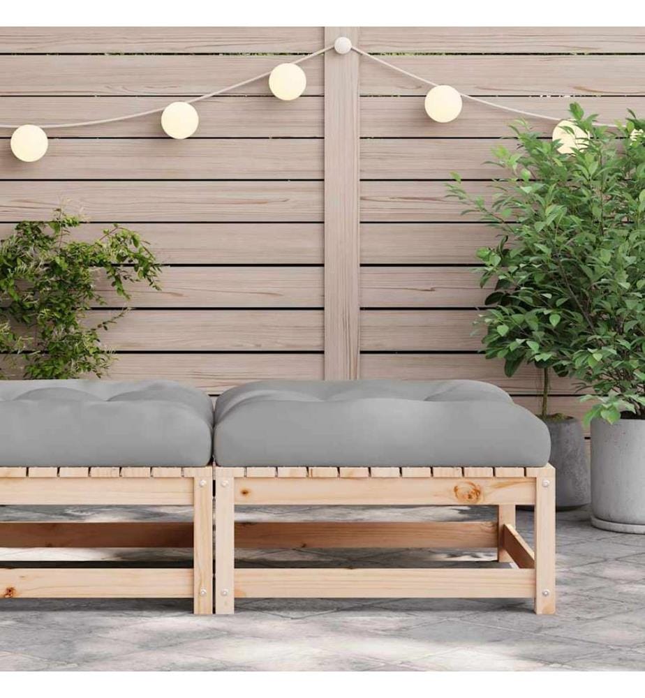 Repose-pied de jardin avec coussin bois de pin massif