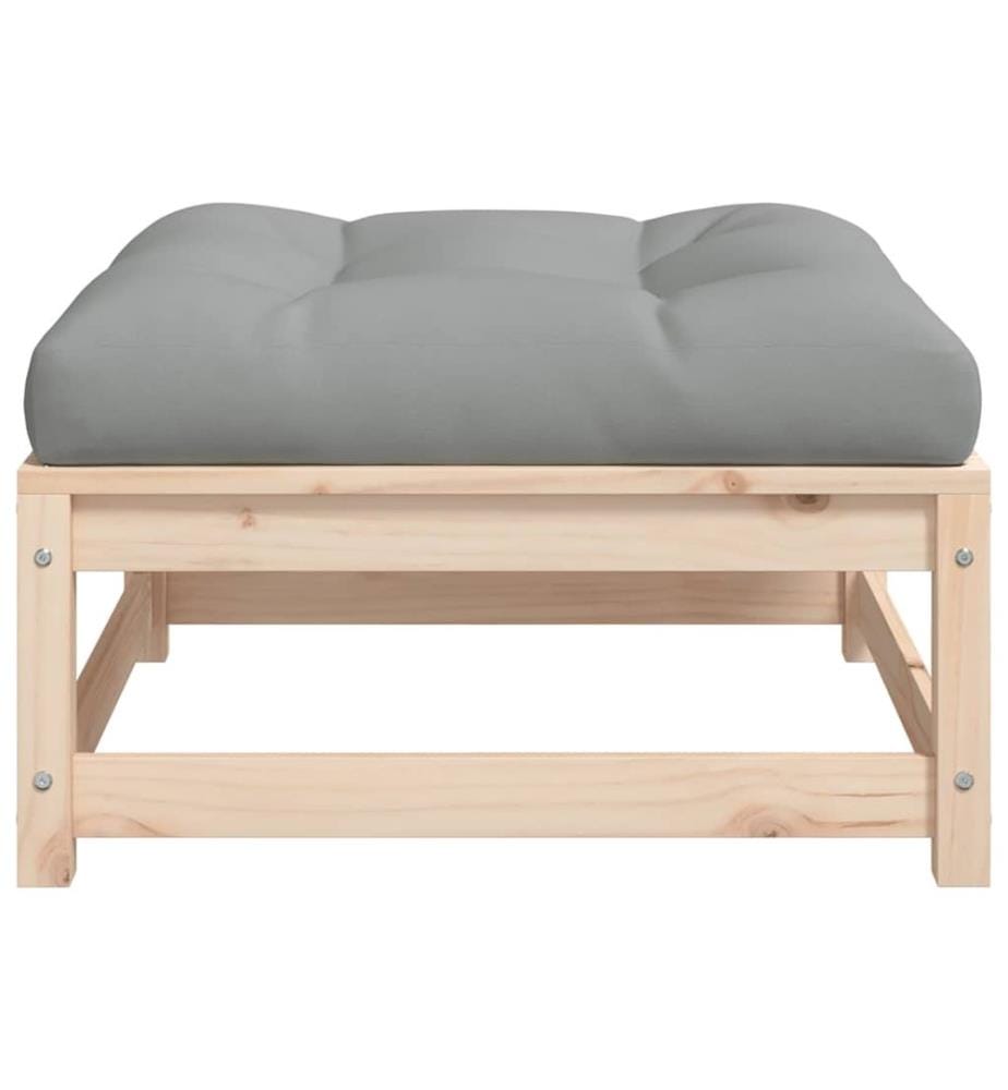 Repose-pied de jardin avec coussin bois de pin massif