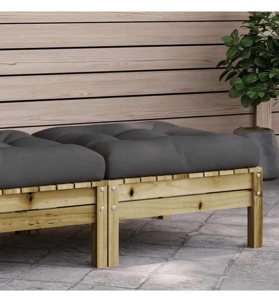 Repose-pied de jardin avec coussin bois de pin imprégné