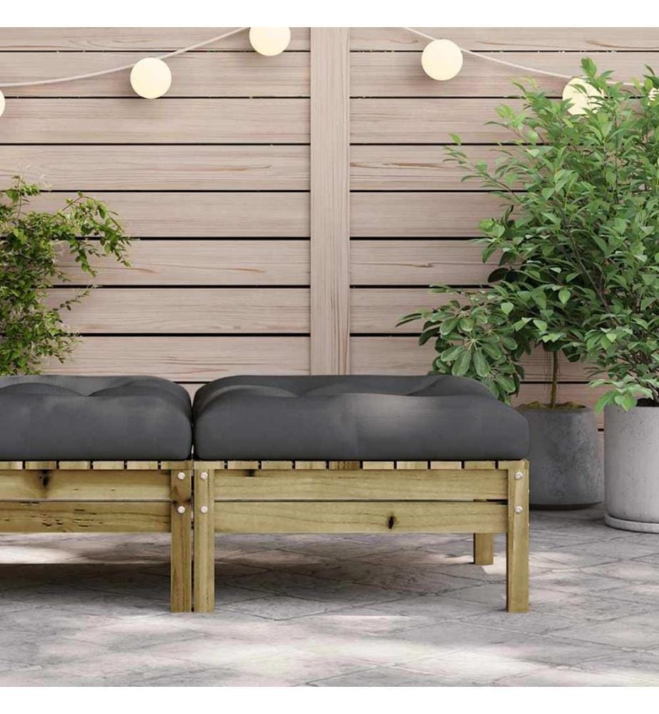 Repose-pied de jardin avec coussin bois de pin imprégné