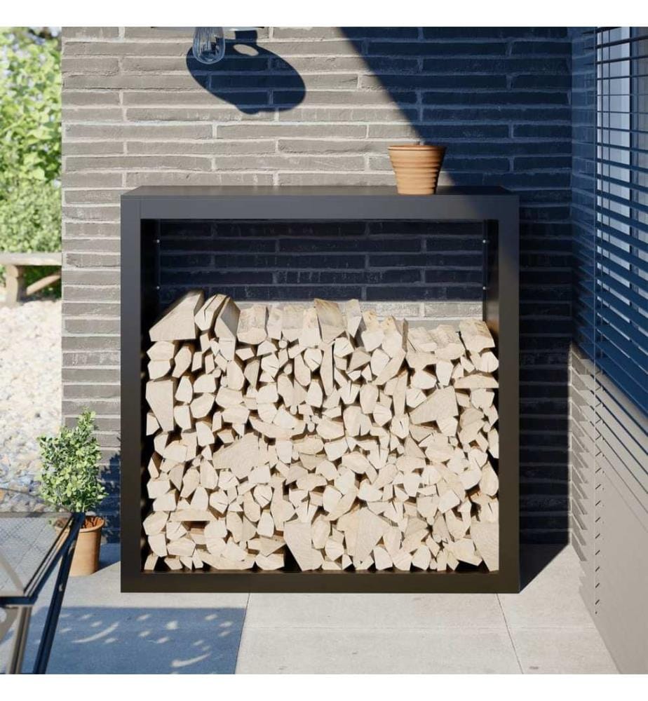 Portant de bois de chauffage noir 100x40x100 cm acier