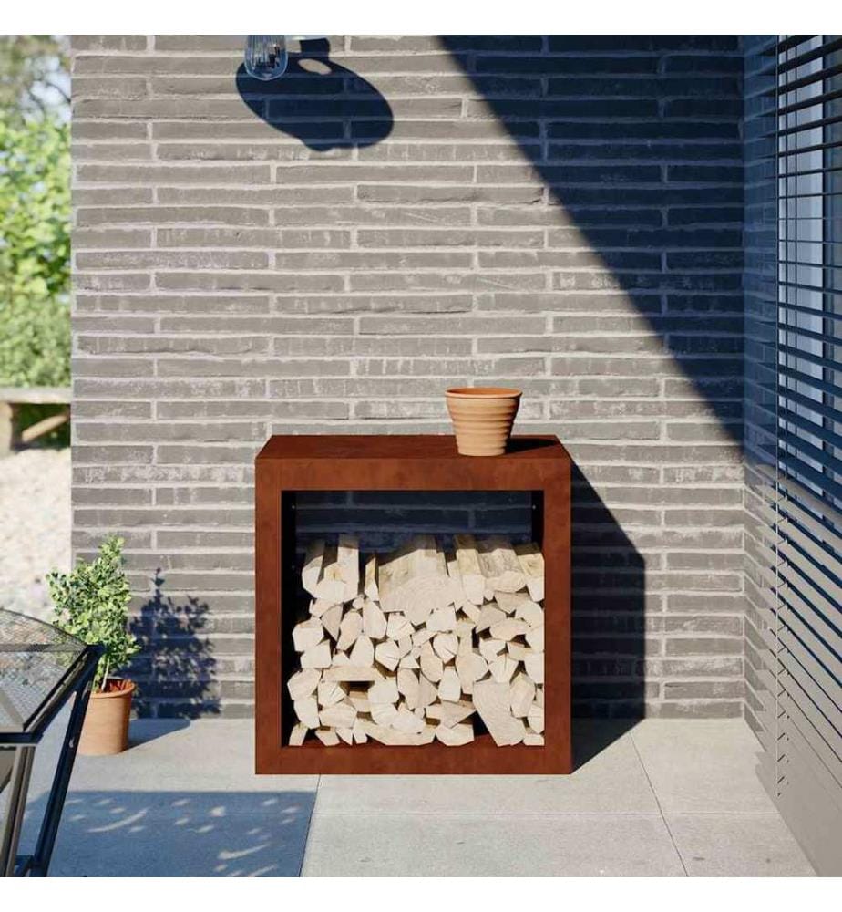 Étagère à bois 60x40x60 cm acier résistant aux intempéries