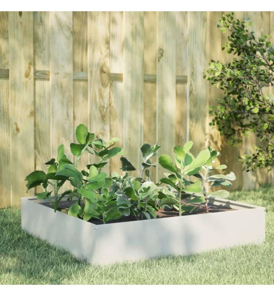 Hochbeet Weiss 100x100x33,5 cm Stahl