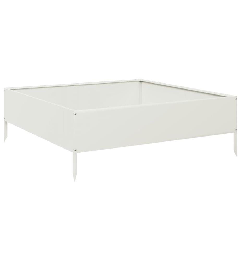 Hochbeet Weiss 100x100x33,5 cm Stahl