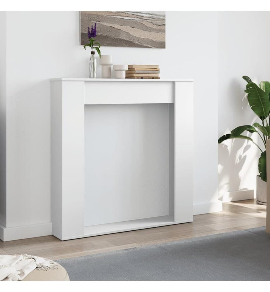 Kaminumrandung Weiss 100x20x100 cm Holzwerkstoff