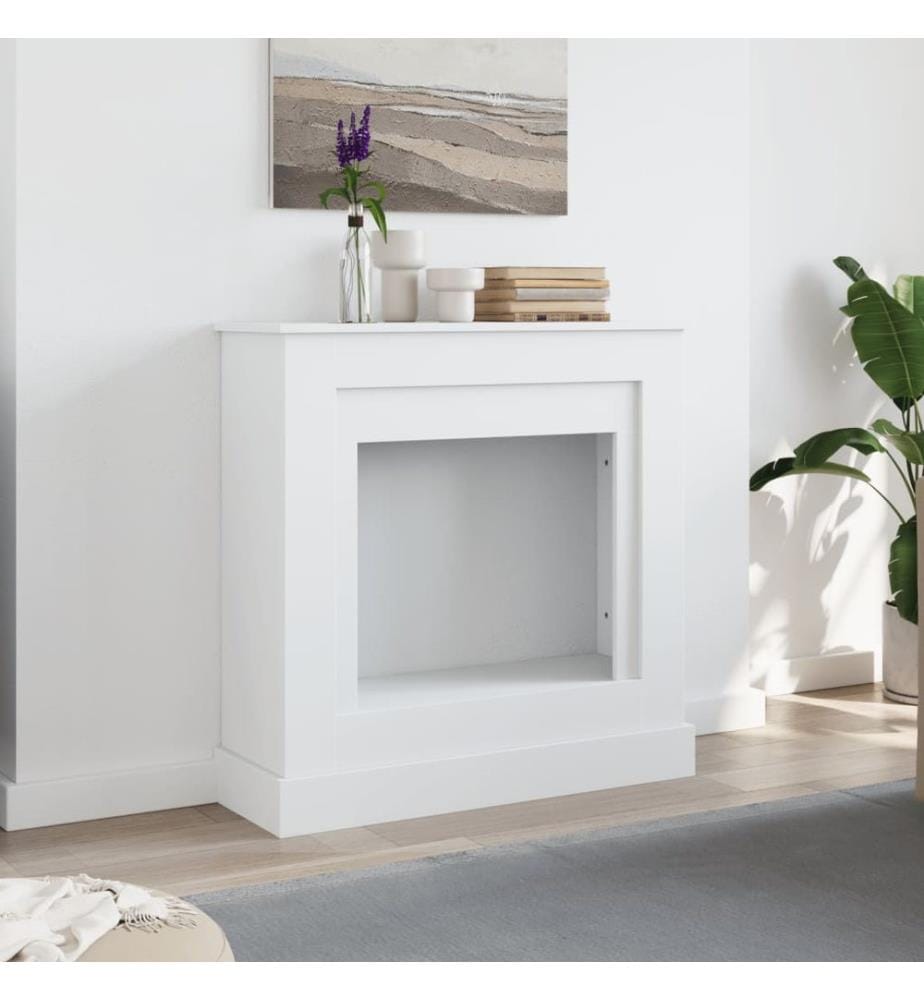 Kaminumrandung Weiss 90x30x90 cm Holzwerkstoff