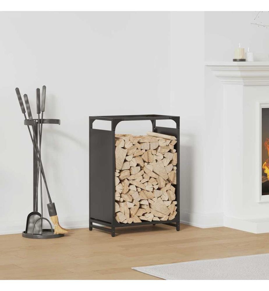 Portant de bois chauffage noir 44x28x65 cm