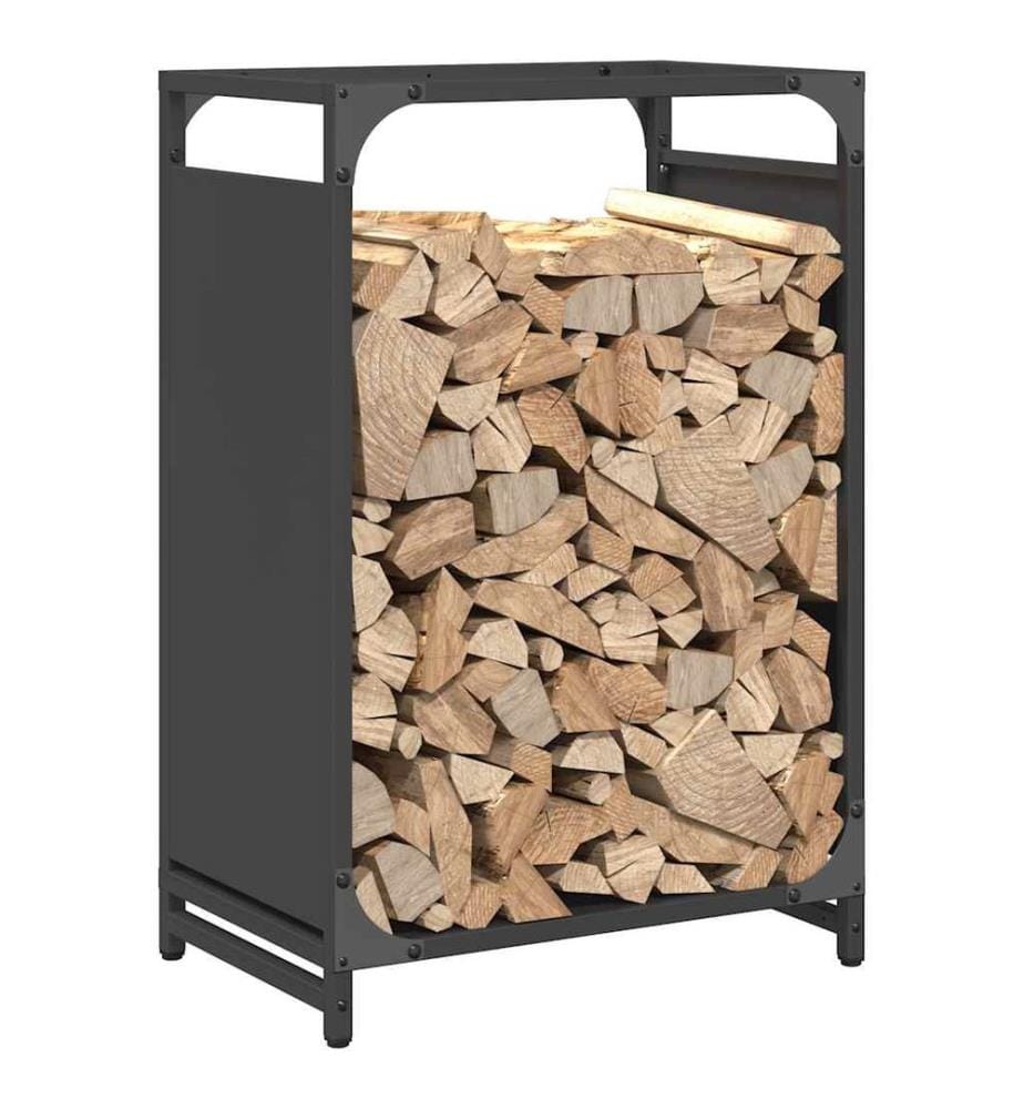 Portant de bois chauffage noir 44x28x65 cm