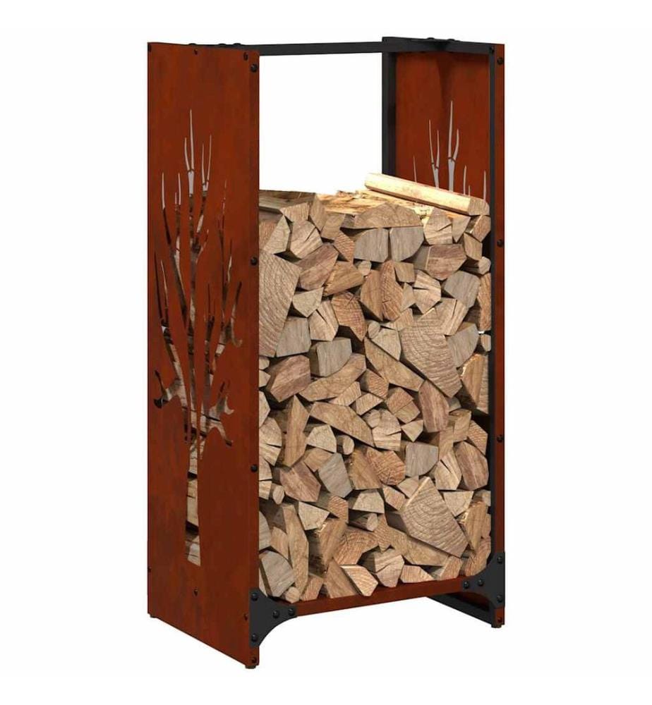 Étagère à bois 40x30x80 cm acier résistant aux intempéries