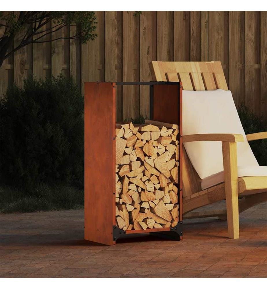 Étagère à bois 40x30x80 cm acier résistant aux intempéries
