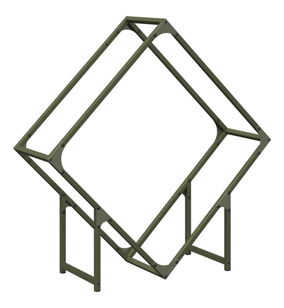 Portant de bois chauffage vert olive 80x25x80 cm