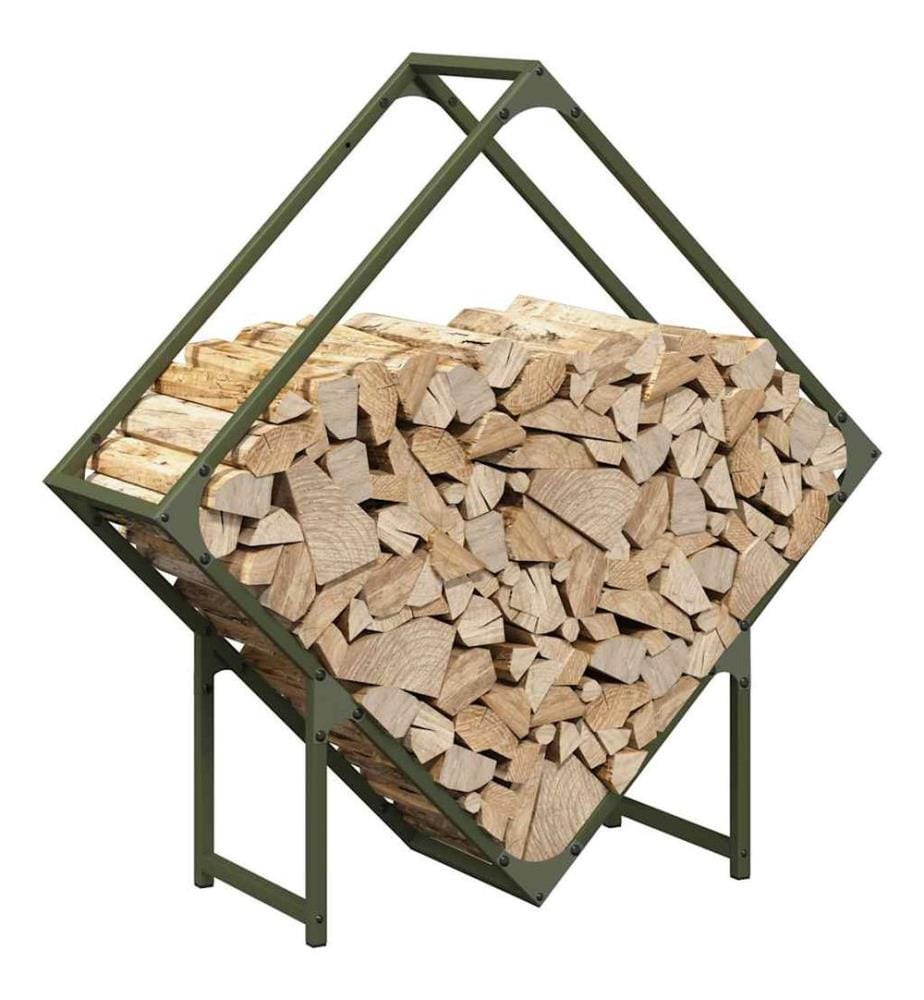 Portant de bois chauffage vert olive 80x25x80 cm
